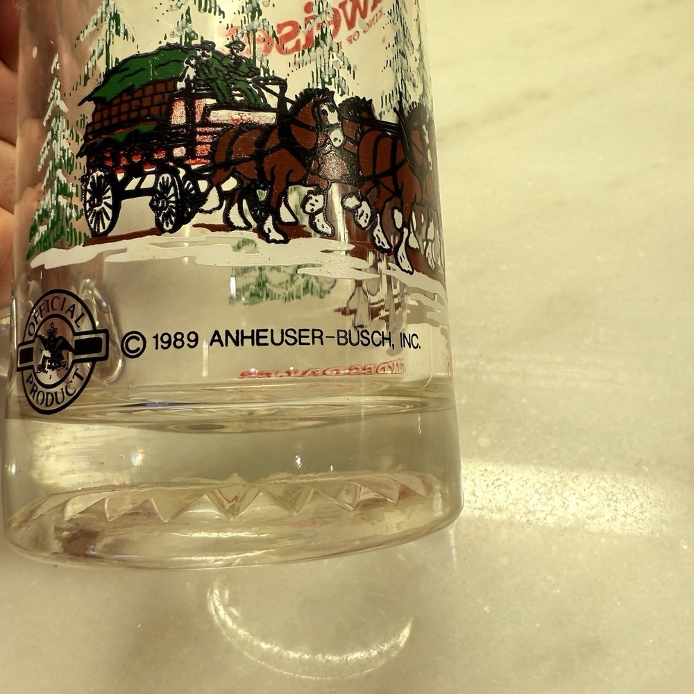 Vtg 1989 Anheuser Busch Budweiser Clydesdales Beer Mugs 4pc 12oz Holiday Stein - Picture 5 of 10